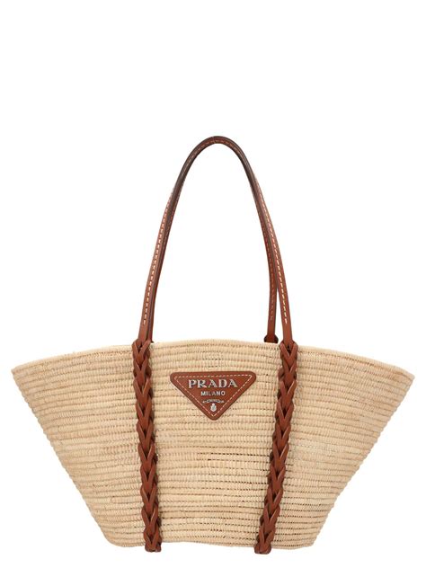 prada woven shopper tote|Prada wicker tote.